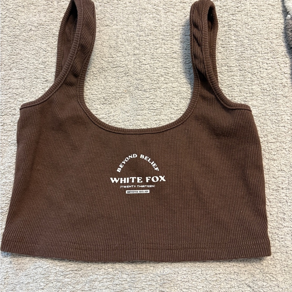 White Fox Boutique Chocolate Ribbed Tank Top